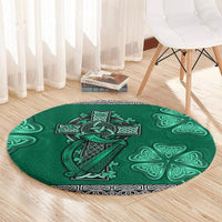 irish-celtic-cross-and-harp-with-ireland-shamrock-personalized-round-carpet