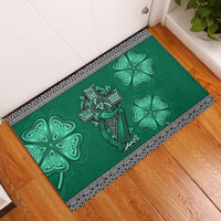 Irish Celtic Cross and Harp with Ireland Shamrock Personalized Rubber Doormat - Wonder Print Shop