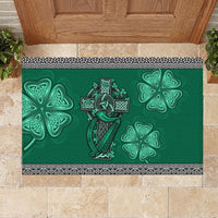 Irish Celtic Cross and Harp with Ireland Shamrock Personalized Rubber Doormat - Wonder Print Shop