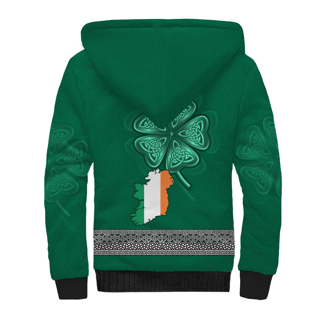 Irish Celtic Cross and Harp with Ireland Shamrock Personalized Sherpa Hoodie - Wonder Print Shop