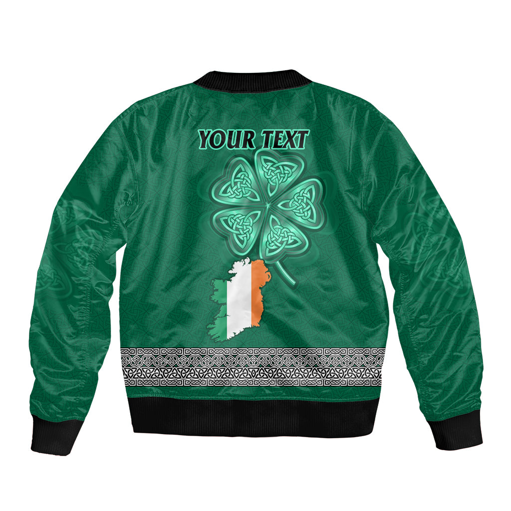 Irish Celtic Cross and Harp with Ireland Shamrock Personalized Sleeve Zip Bomber Jacket - Wonder Print Shop