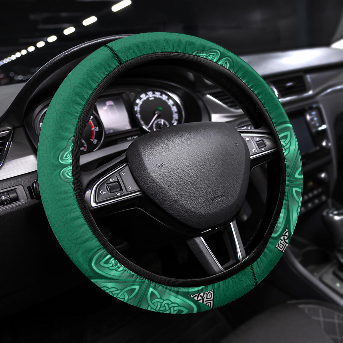 Irish Celtic Cross and Harp with Ireland Shamrock Personalized Steering Wheel Cover - Wonder Print Shop