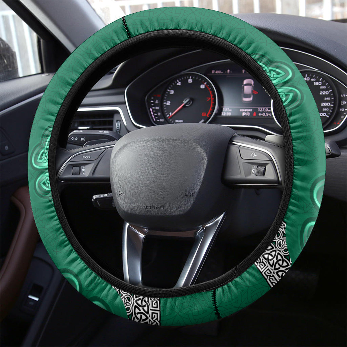 Irish Celtic Cross and Harp with Ireland Shamrock Personalized Steering Wheel Cover - Wonder Print Shop