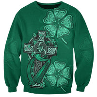 Irish Celtic Cross and Harp with Ireland Shamrock Personalized Sweatshirt - Wonder Print Shop