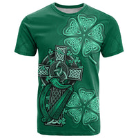 Irish Celtic Cross and Harp with Ireland Shamrock Personalized T Shirt - Wonder Print Shop