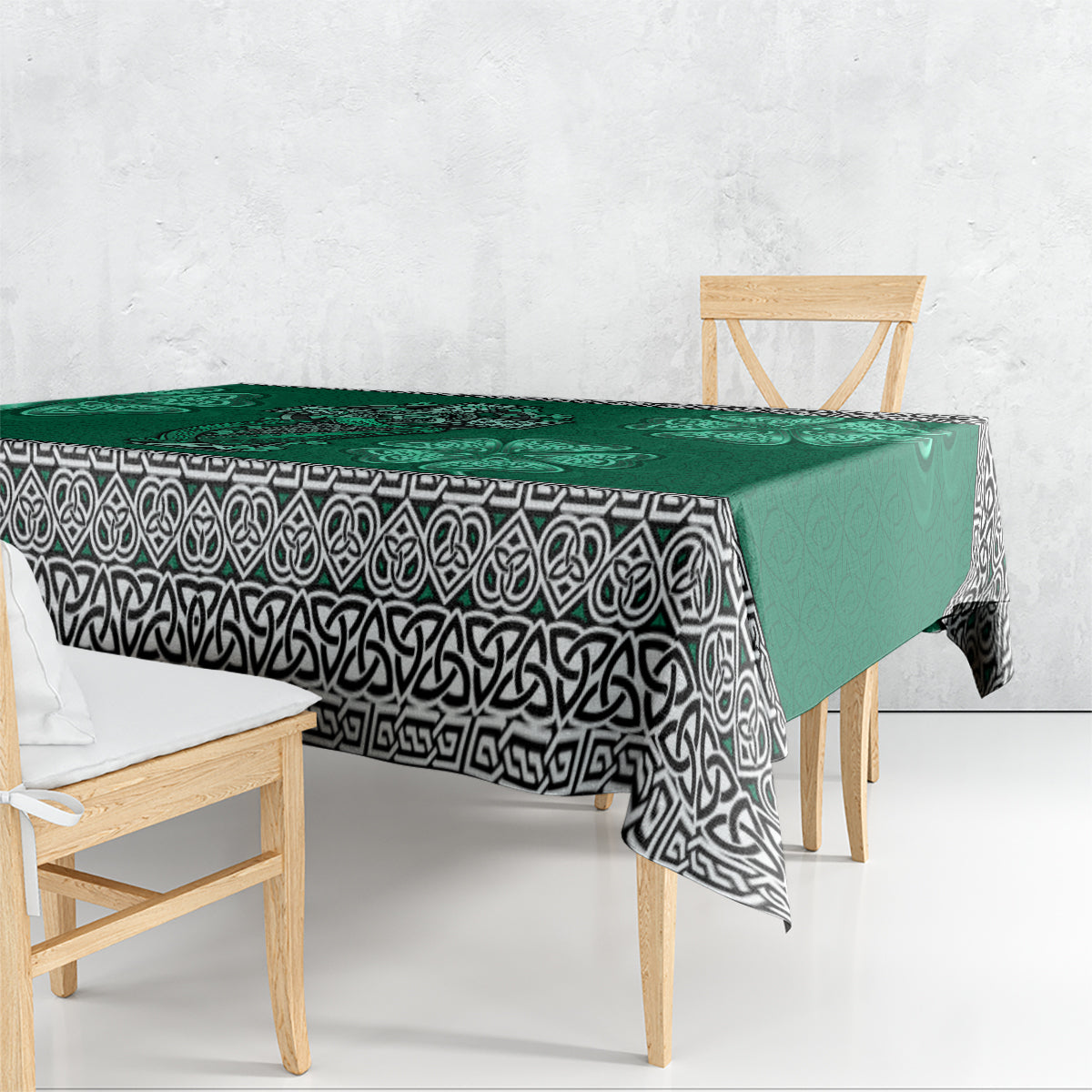 Irish Celtic Cross and Harp with Ireland Shamrock Personalized Tablecloth - Wonder Print Shop