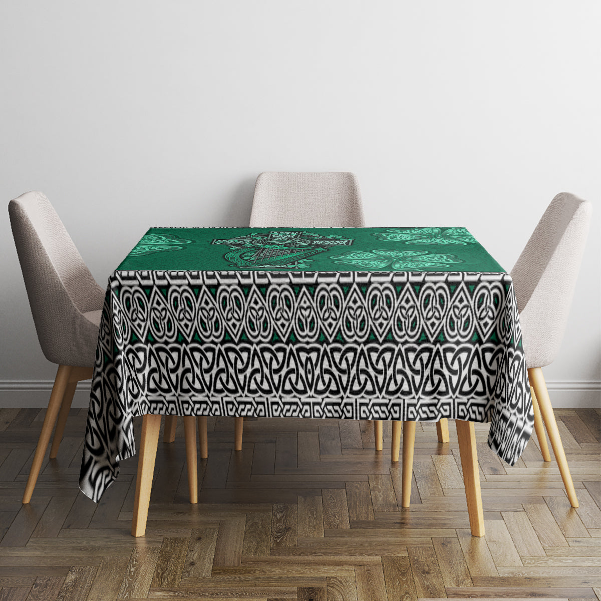 Irish Celtic Cross and Harp with Ireland Shamrock Personalized Tablecloth - Wonder Print Shop