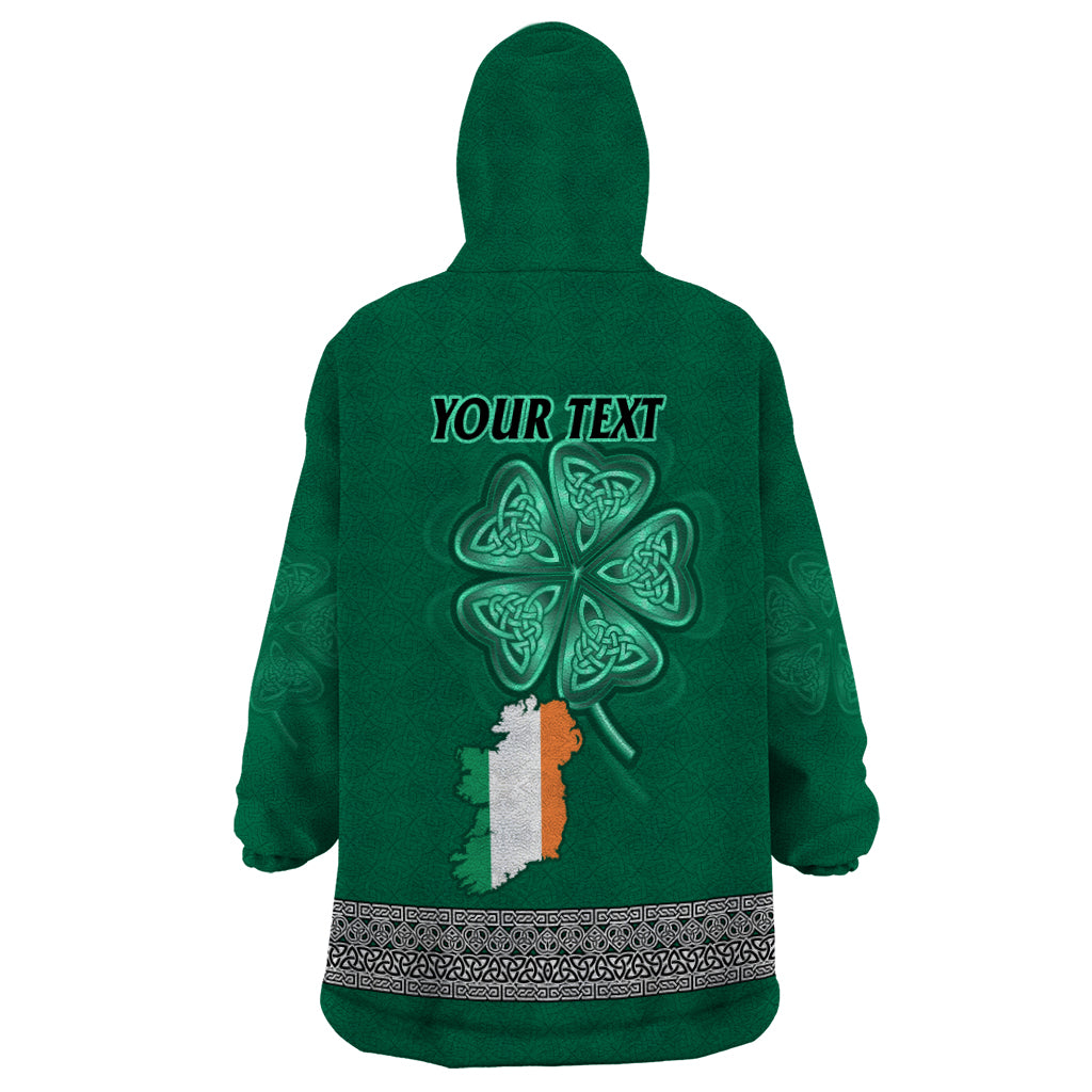 Irish Celtic Cross and Harp with Ireland Shamrock Personalized Wearable Blanket Hoodie - Wonder Print Shop