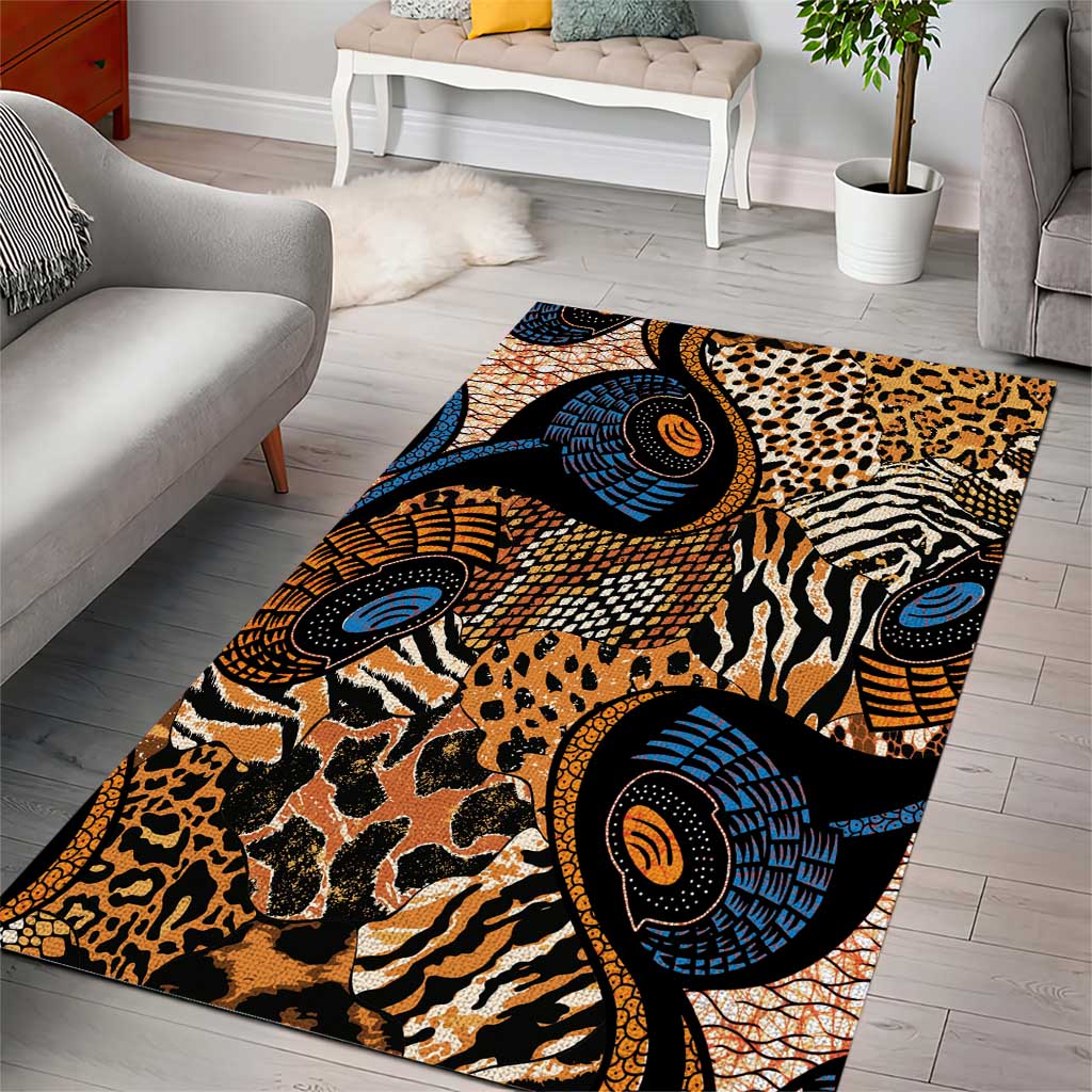 African Ankara Motifs Mixed Animal Skins Area Rug LT9 - Wonder Print Shop