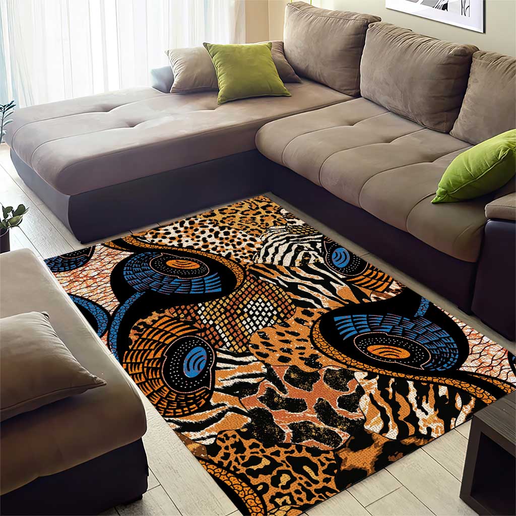 African Ankara Motifs Mixed Animal Skins Area Rug LT9 - Wonder Print Shop