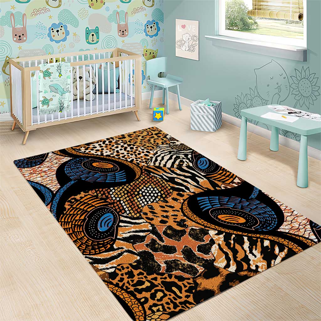 African Ankara Motifs Mixed Animal Skins Area Rug LT9 - Wonder Print Shop