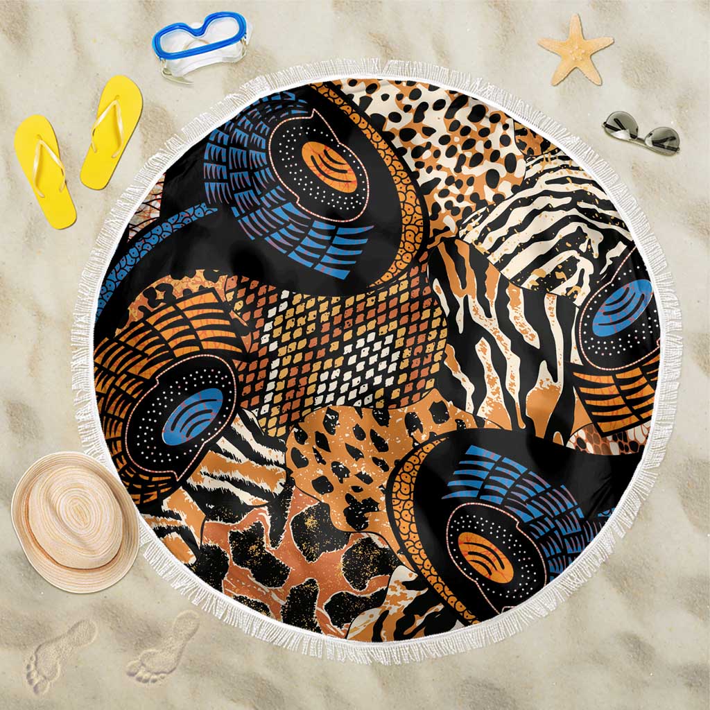 African Ankara Motifs Mixed Animal Skins Beach Blanket LT9 - Wonder Print Shop