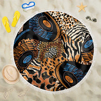 African Ankara Motifs Mixed Animal Skins Beach Blanket LT9 - Wonder Print Shop