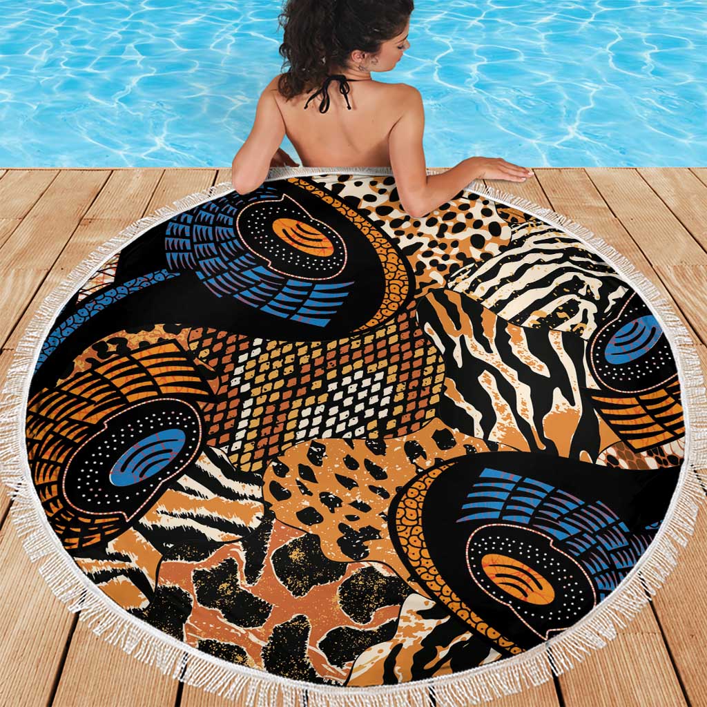 African Ankara Motifs Mixed Animal Skins Beach Blanket LT9 - Wonder Print Shop