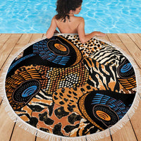 African Ankara Motifs Mixed Animal Skins Beach Blanket LT9 - Wonder Print Shop