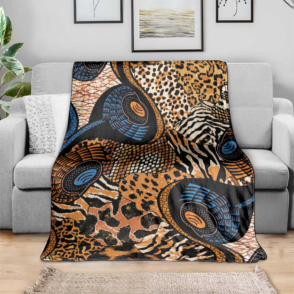 African Ankara Motifs Mixed Animal Skins Blanket