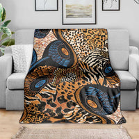 African Ankara Motifs Mixed Animal Skins Blanket