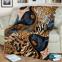 African Ankara Motifs Mixed Animal Skins Blanket