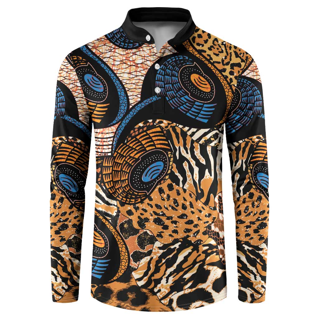African Ankara Motifs Mixed Animal Skins Button Sweatshirt LT9 - Wonder Print Shop