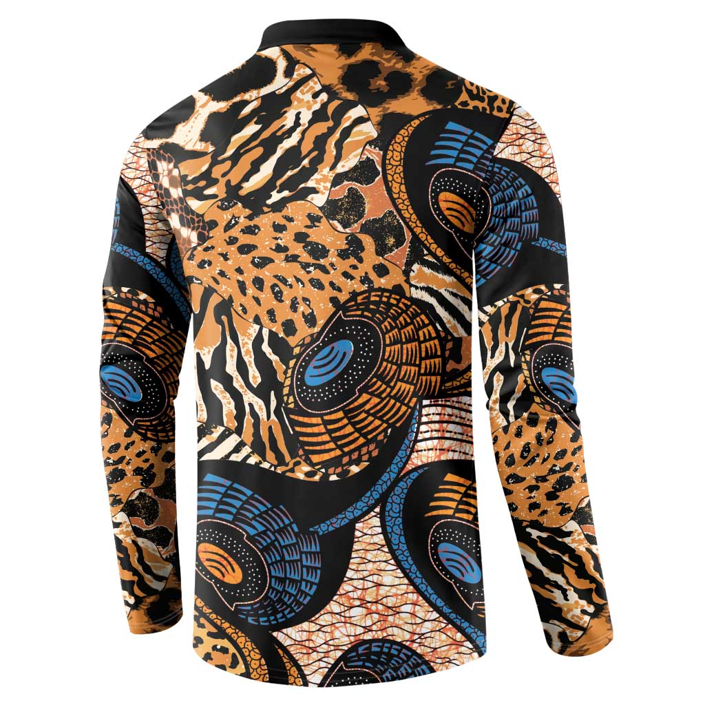 African Ankara Motifs Mixed Animal Skins Button Sweatshirt LT9 - Wonder Print Shop