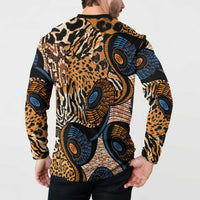 African Ankara Motifs Mixed Animal Skins Button Sweatshirt LT9 - Wonder Print Shop