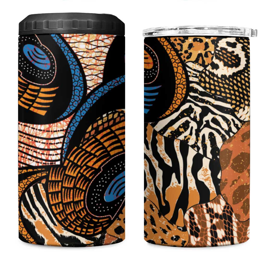 African Ankara Motifs Mixed Animal Skins 4 in 1 Can Cooler Tumbler LT9 - Wonder Print Shop