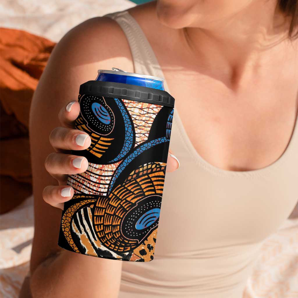 African Ankara Motifs Mixed Animal Skins 4 in 1 Can Cooler Tumbler LT9 - Wonder Print Shop