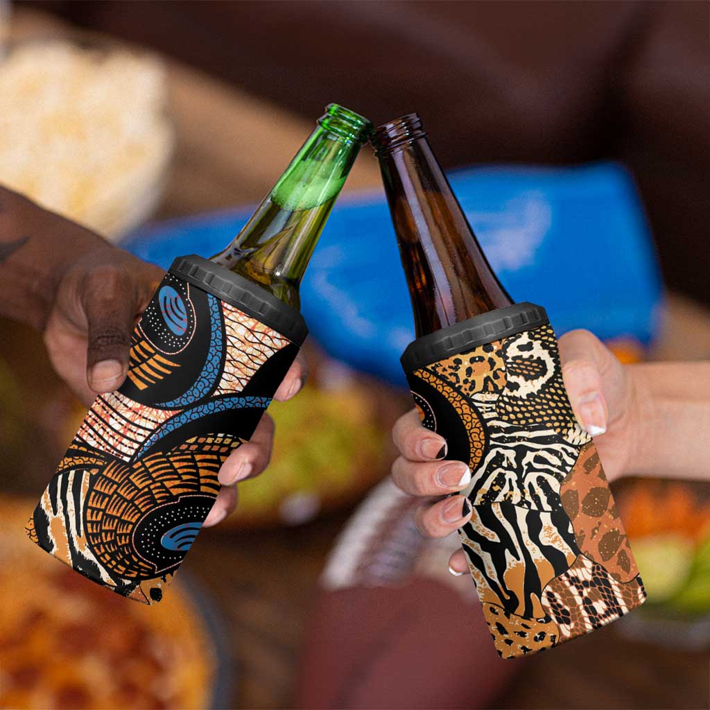 African Ankara Motifs Mixed Animal Skins 4 in 1 Can Cooler Tumbler LT9 - Wonder Print Shop