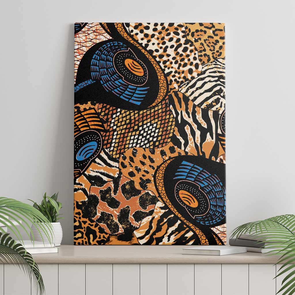 African Ankara Motifs Mixed Animal Skins Canvas Wall Art LT9 - Wonder Print Shop
