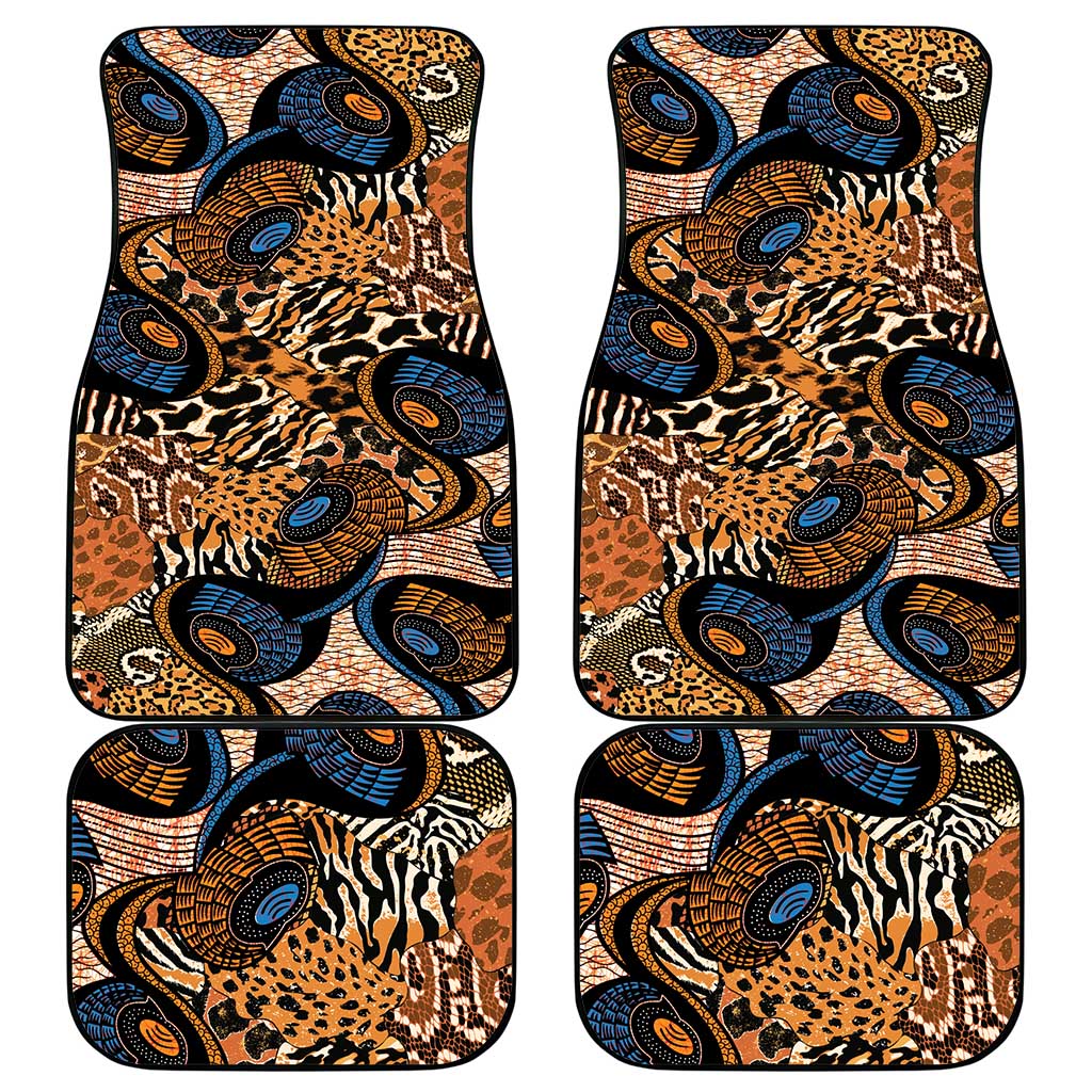 African Ankara Motifs Mixed Animal Skins Car Mats LT9 - Wonder Print Shop