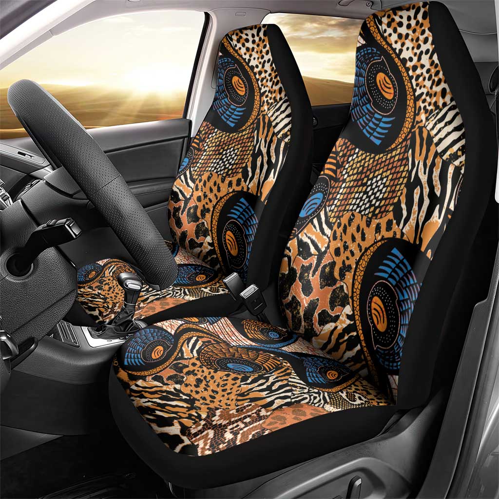 African Ankara Motifs Mixed Animal Skins Car Seat Cover LT9 - Wonder Print Shop