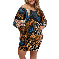 African Ankara Motifs Mixed Animal Skins Family Matching Off Shoulder Short Dress and Hawaiian Shirt LT9 - Wonder Print Shop