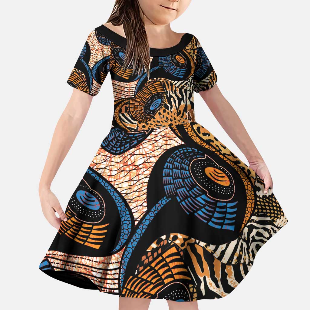African Ankara Motifs Mixed Animal Skins Family Matching Puletasi and Hawaiian Shirt