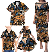 African Ankara Motifs Mixed Animal Skins Family Matching Puletasi and Hawaiian Shirt