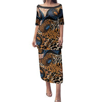 African Ankara Motifs Mixed Animal Skins Family Matching Puletasi and Hawaiian Shirt