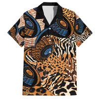 African Ankara Motifs Mixed Animal Skins Family Matching Short Sleeve Bodycon Dress and Hawaiian Shirt - Wonder Print Shop