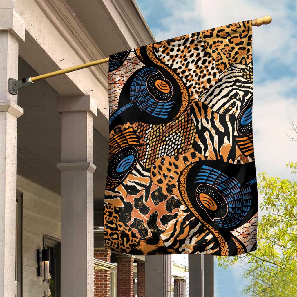 African Ankara Motifs Mixed Animal Skins Garden Flag - Wonder Print Shop