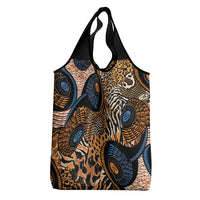 African Ankara Motifs Mixed Animal Skins Grocery Bag