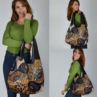 African Ankara Motifs Mixed Animal Skins Grocery Bag