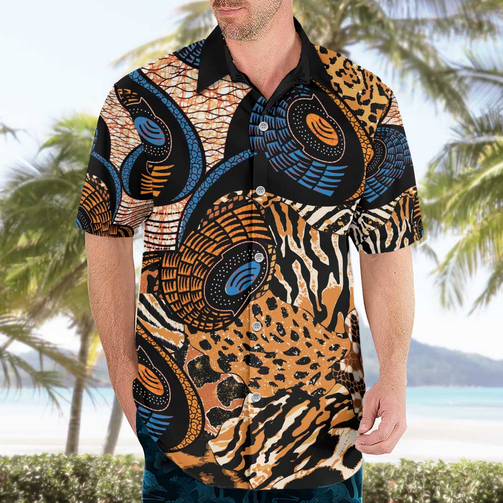 African Ankara Motifs Mixed Animal Skins Hawaiian Shirt - Wonder Print Shop