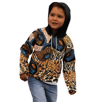 African Ankara Motifs Mixed Animal Skins Kid Hoodie - Wonder Print Shop