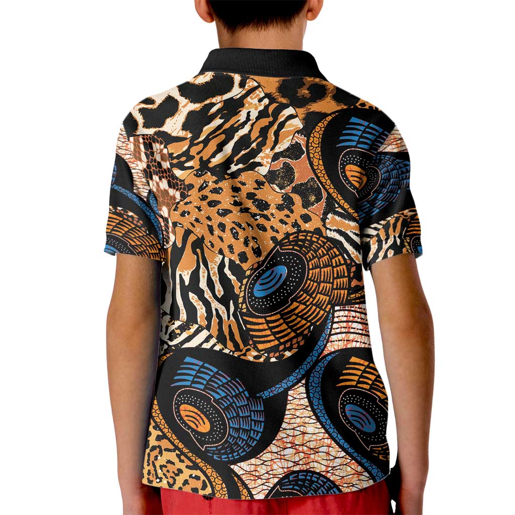 African Ankara Motifs Mixed Animal Skins Kid Polo Shirt - Wonder Print Shop