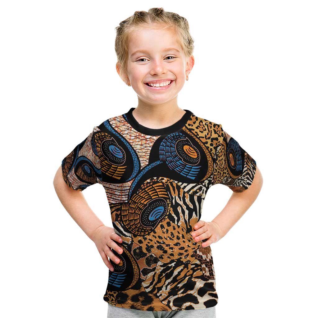 African Ankara Motifs Mixed Animal Skins Kid T Shirt - Wonder Print Shop