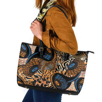 African Ankara Motifs Mixed Animal Skins Leather Tote Bag