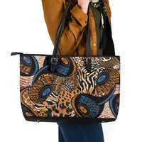 African Ankara Motifs Mixed Animal Skins Leather Tote Bag
