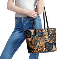 African Ankara Motifs Mixed Animal Skins Leather Tote Bag