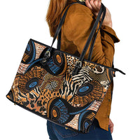African Ankara Motifs Mixed Animal Skins Leather Tote Bag