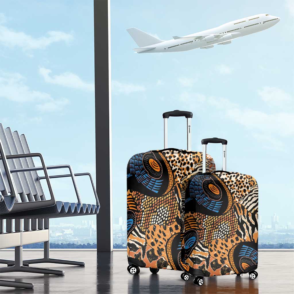 African Ankara Motifs Mixed Animal Skins Luggage Cover - Wonder Print Shop