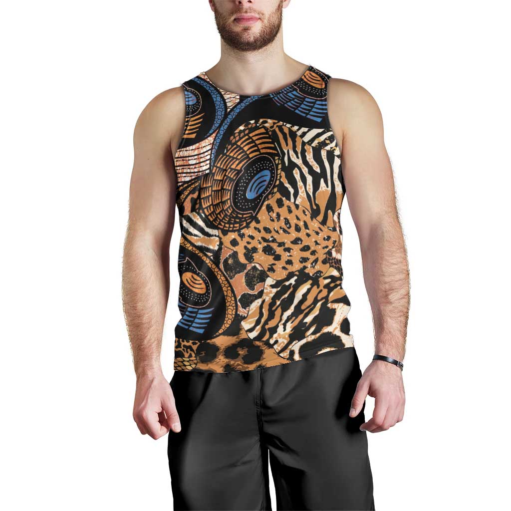 African Ankara Motifs Mixed Animal Skins Men Tank Top - Wonder Print Shop