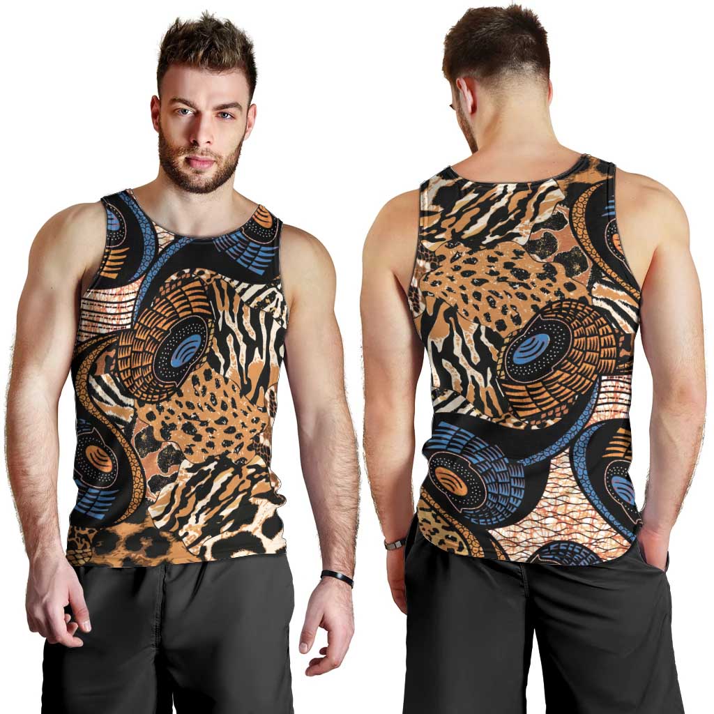 African Ankara Motifs Mixed Animal Skins Men Tank Top - Wonder Print Shop